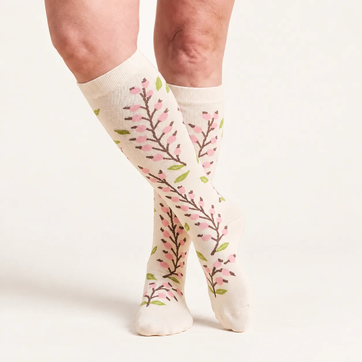Lovelle Lift compression socks in the Cherry Blossom design