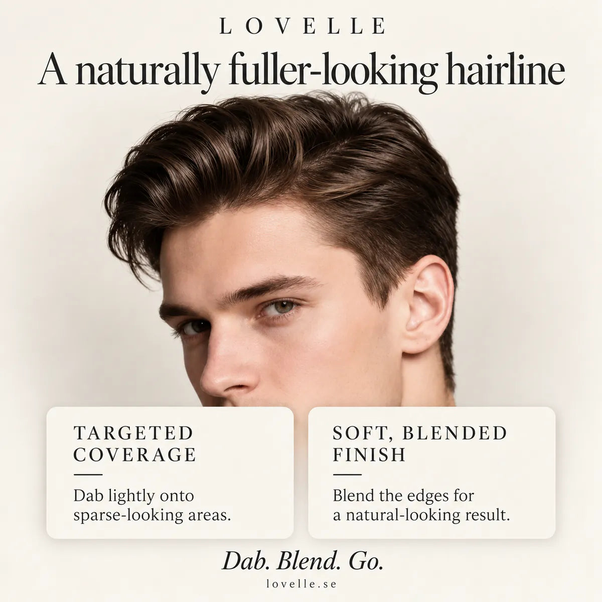 Man with a fuller hairline after Dab &amp; Go – targeted coverage with a softly blended finish