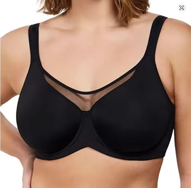Lovelle Grace minimizer bra in Black, on model